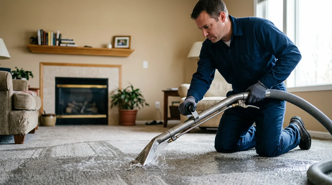 Water damage restoration technician working near Burkeville, TX